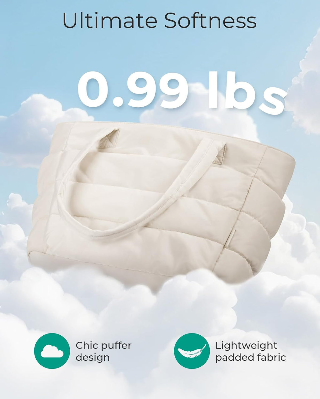 Bolso tote BAGSMART para mujeres, bolso de hombro ligero y acolchad...