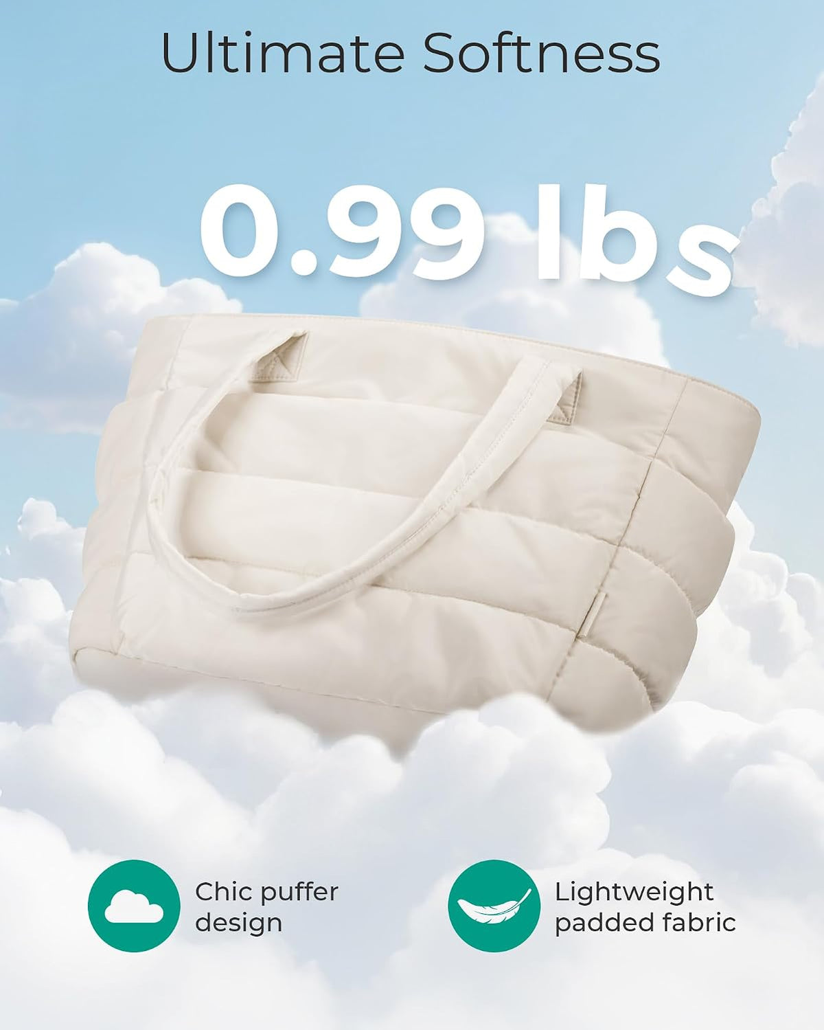 Bolso tote BAGSMART para mujeres, bolso de hombro ligero y acolchad...