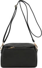 FashionPuzzle Bolso bandolera pequeño con triple cremallera