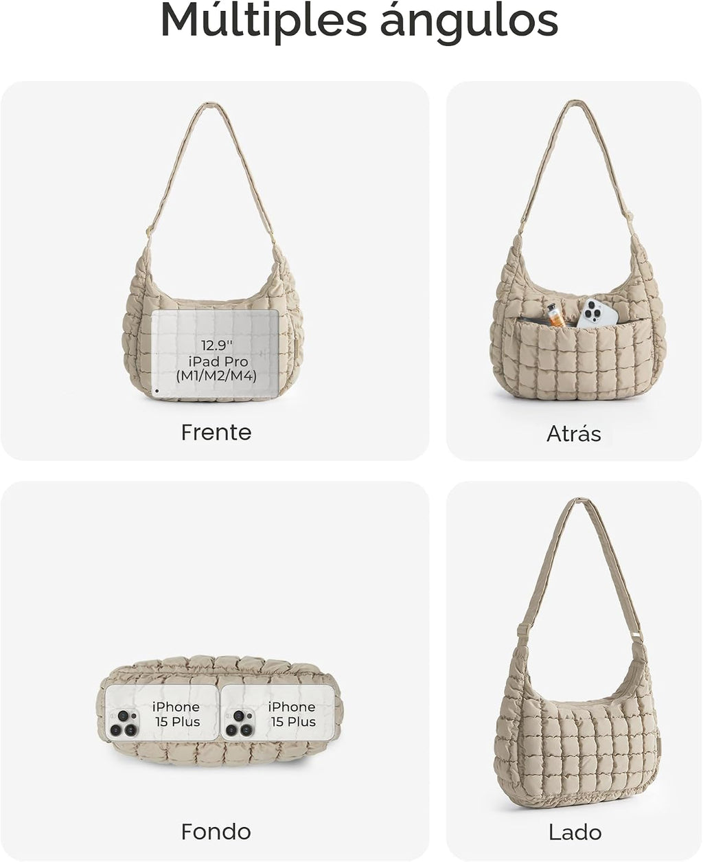 Bolso cruzado tipo hobo de BAGSMART para mujer, bolsos acolchados y...