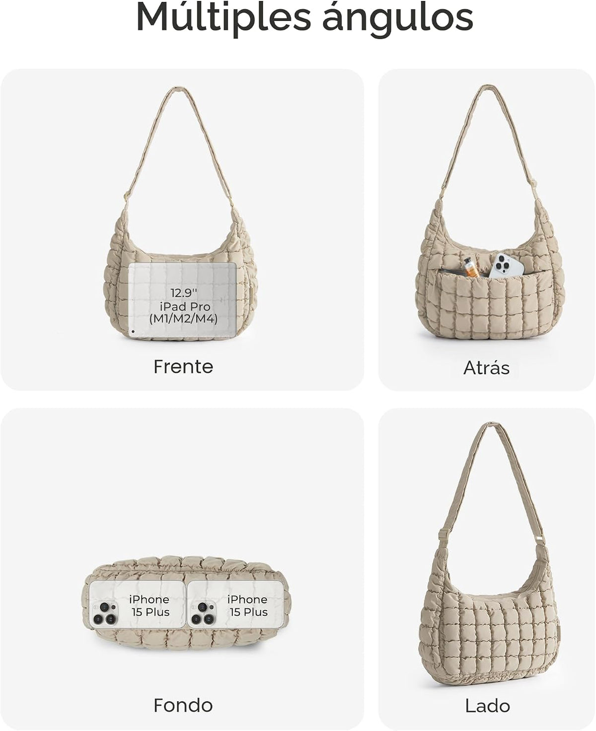 Bolso cruzado tipo hobo de BAGSMART para mujer, bolsos acolchados y...