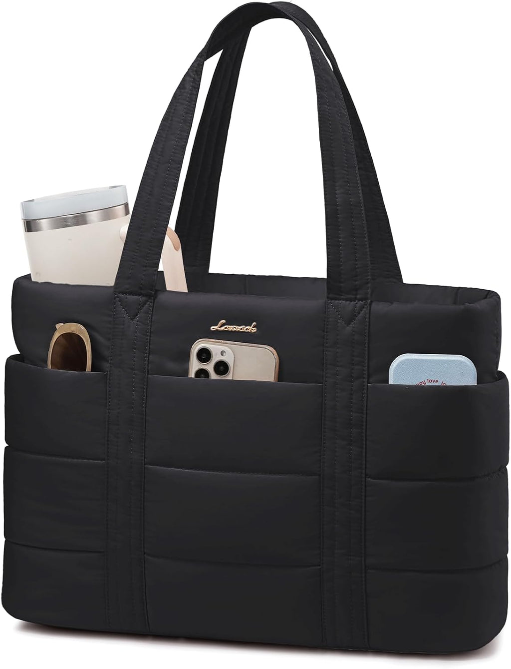 LOVEVOOK Bolsa de mano para mujer, bolsa grande acolchada para comp...