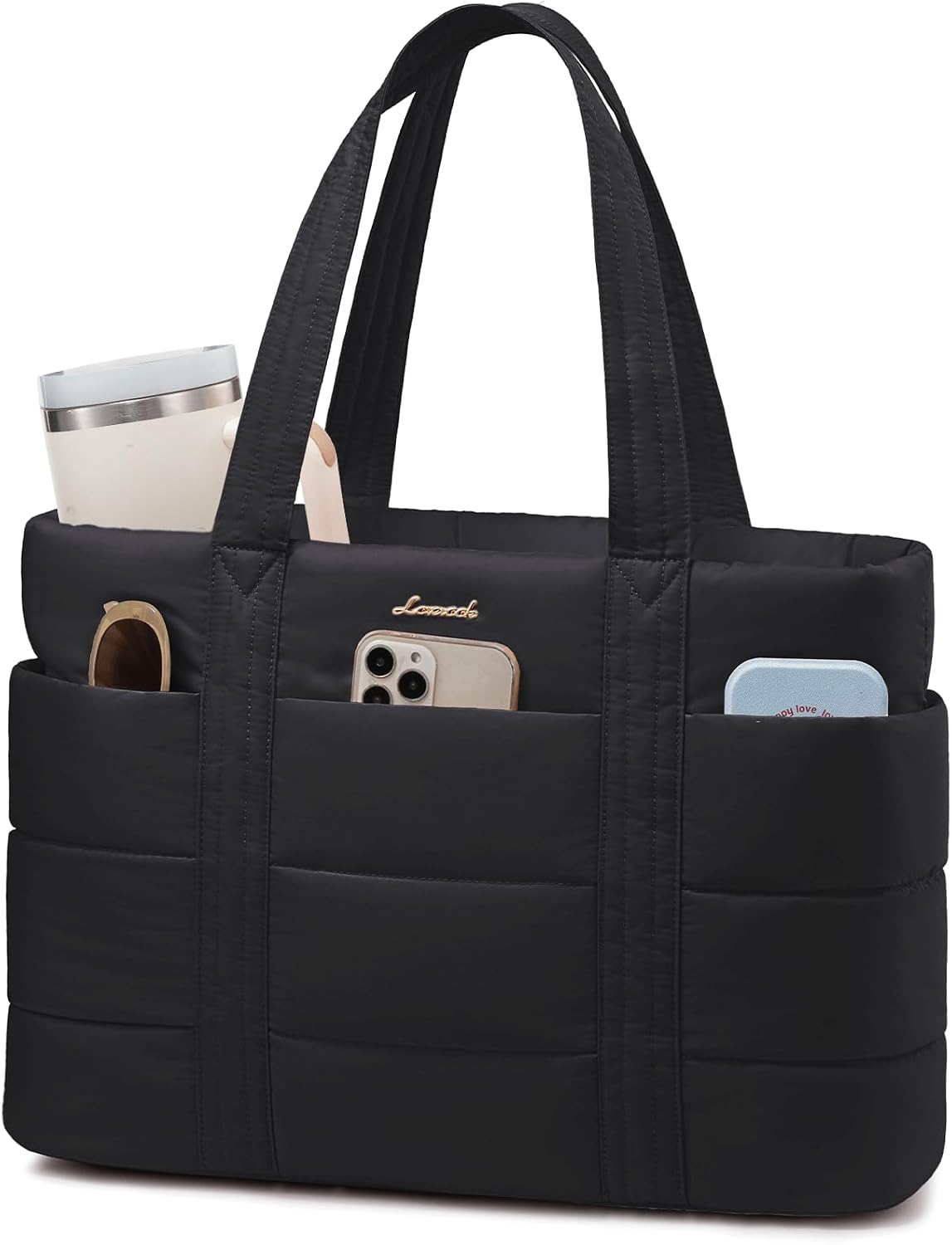 LOVEVOOK Bolsa de mano para mujer, bolsa grande acolchada para comp...