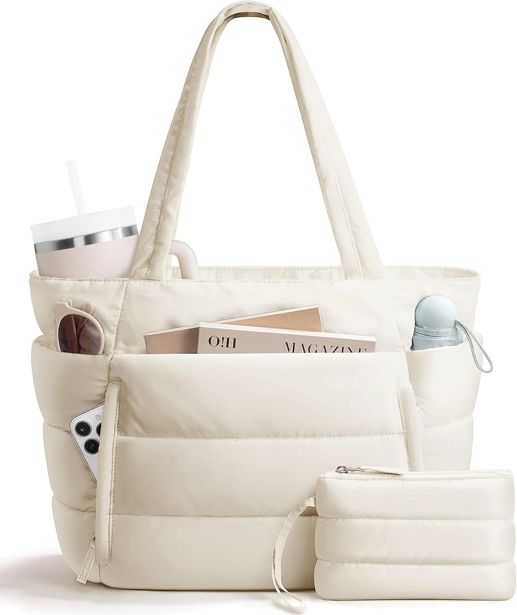Bolsa Tote Acolchada para Mujeres, Bolsa de Mano de Trabajo Ligera...