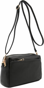 FashionPuzzle Bolso bandolera pequeño con triple cremallera