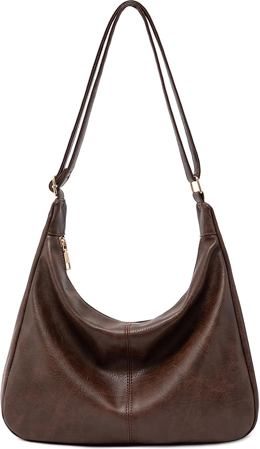 NIUEIMEE ZHOU Bolsos Hobo para mujer Bolso de hombro de cuero vegan...