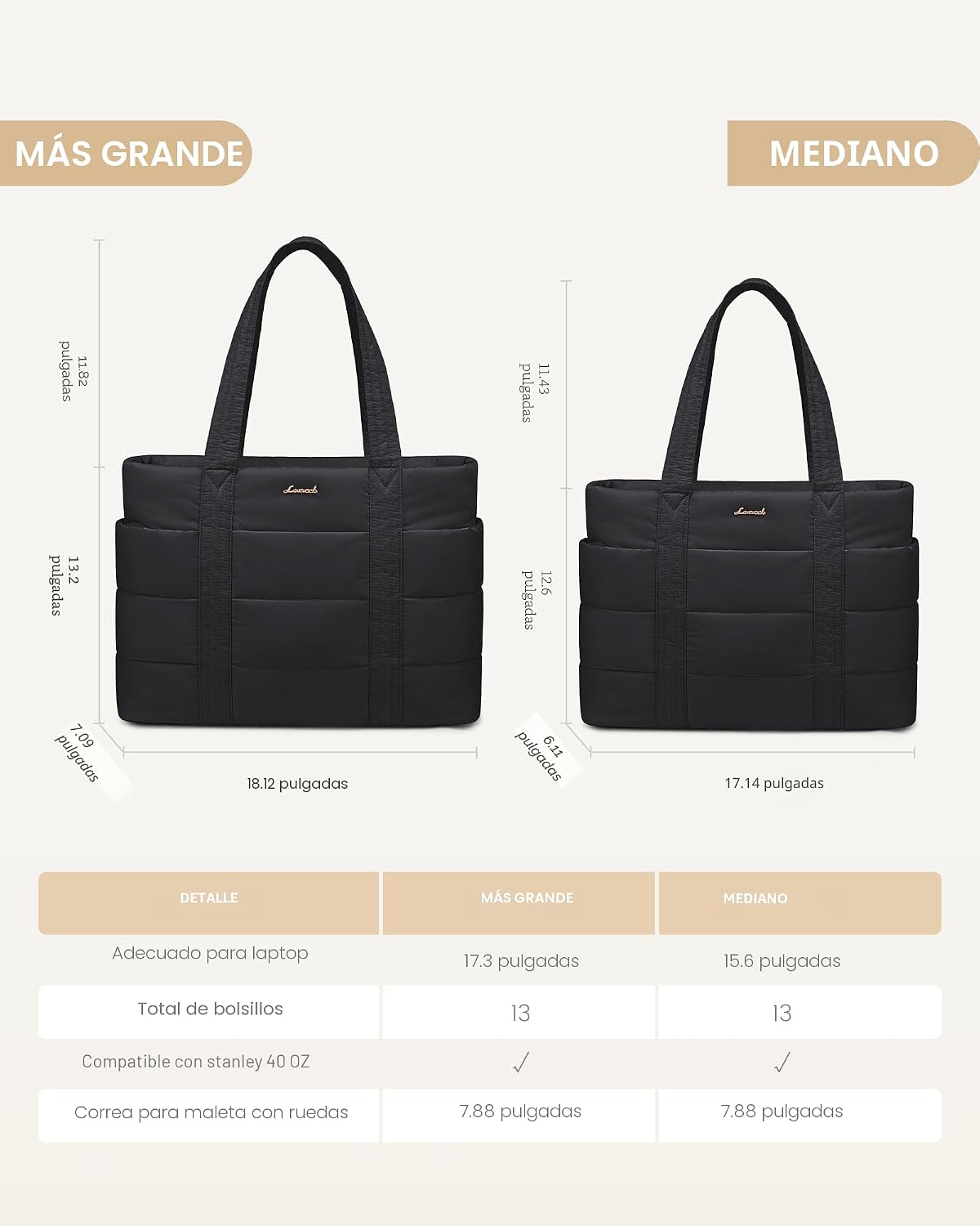 LOVEVOOK Bolsa de mano para mujer, bolsa grande acolchada para comp...