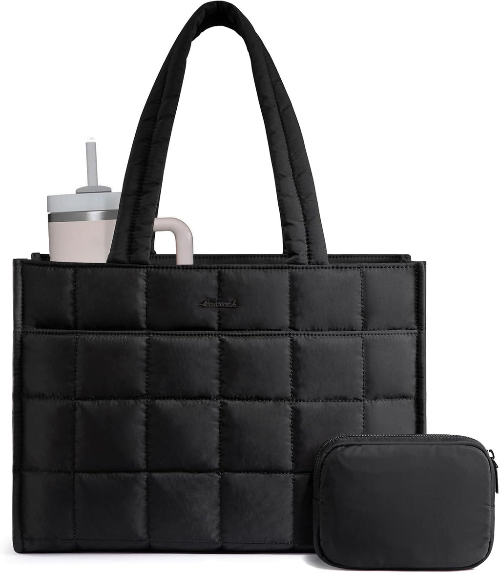LOVEVOOK - Bolso de mano para mujer, bolso de trabajo acolchado de...