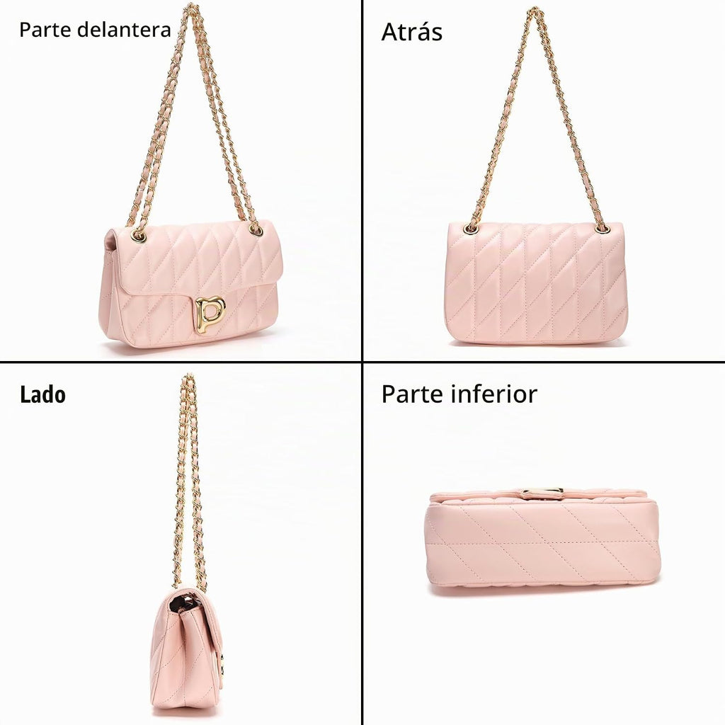 Pelimoo Bolso Bandolera Acolchado para Mujer de Moda - Bolso de Man...
