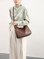 NIUEIMEE ZHOU Bolsos Hobo para mujer Bolso de hombro de cuero vegan...