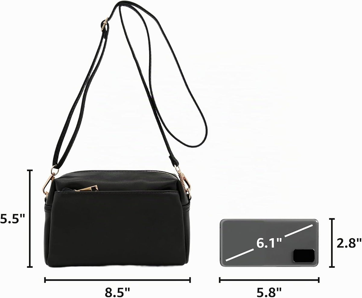 FashionPuzzle Bolso bandolera pequeño con triple cremallera