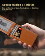 QLD Cartera minimalista para hombres - Cartera de cuero con bloqueo...