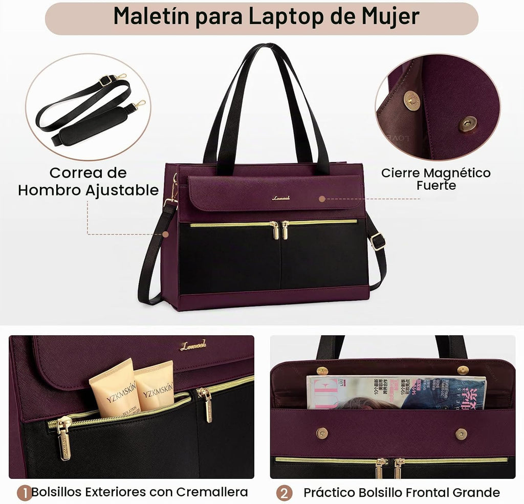 LOVEVOOK Bolsa para laptop para mujeres de 15.6 pulgadas, bolso tip...