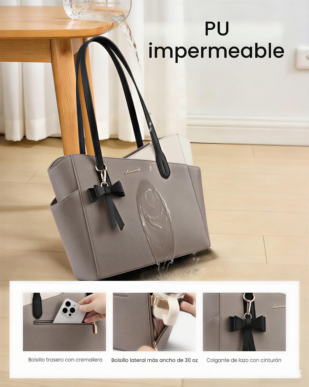 LOVEVOOK Bolso pequeño para mujer, bolsos de piel sintética estruct...