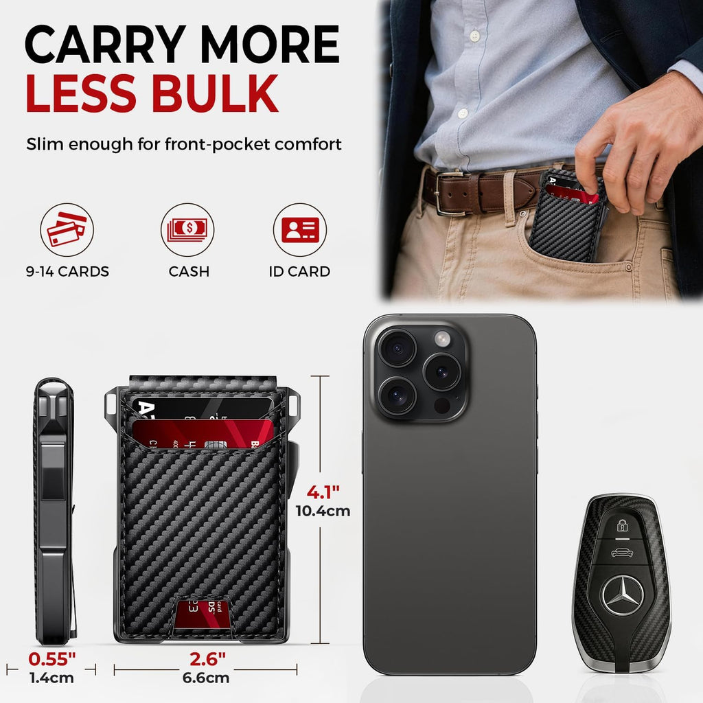 Billetera para hombre, cartera minimalista con 14 tarjetas, cartera...