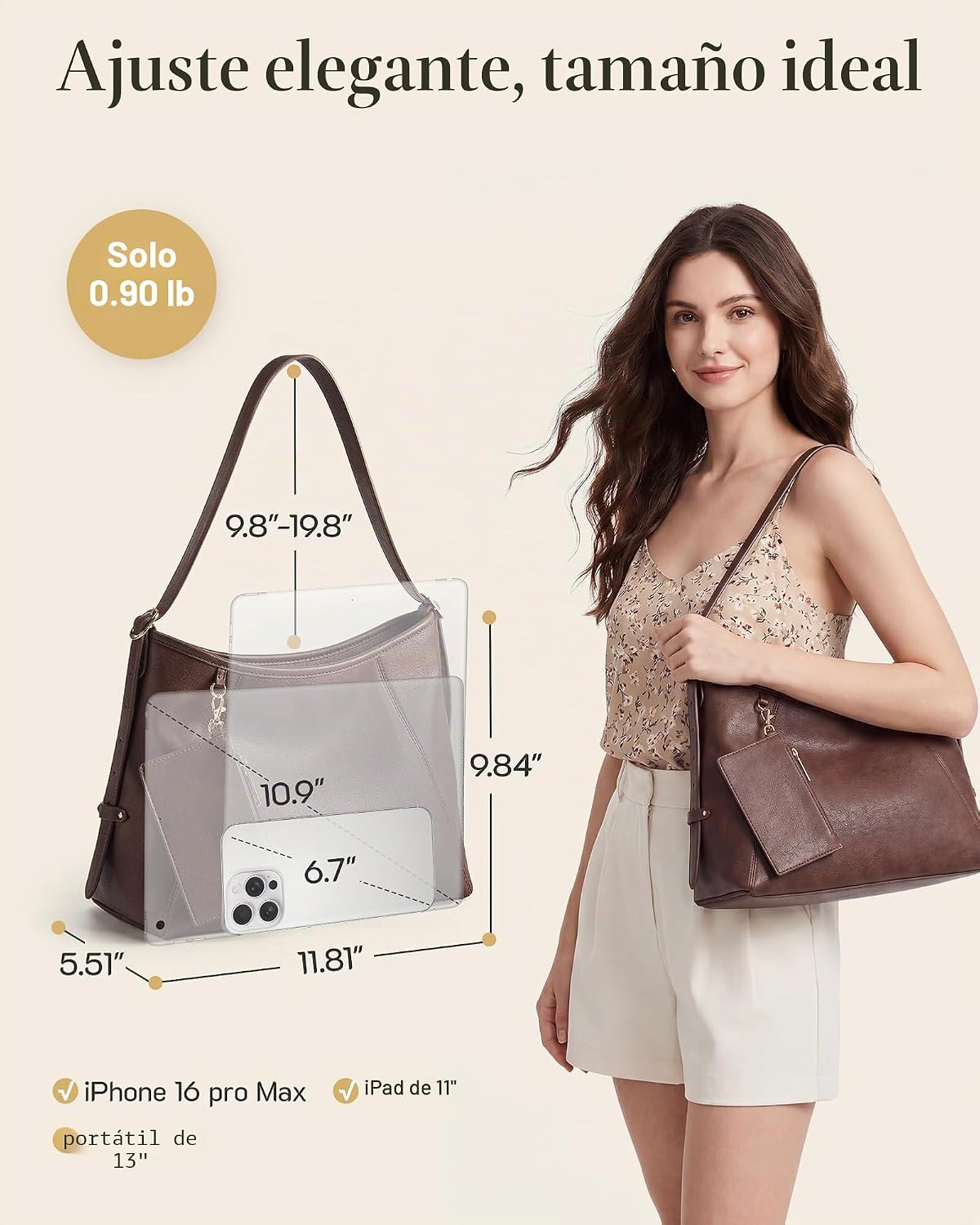 Missnine Bolso Hobo para mujer de piel sintética, bolso cruzado con...