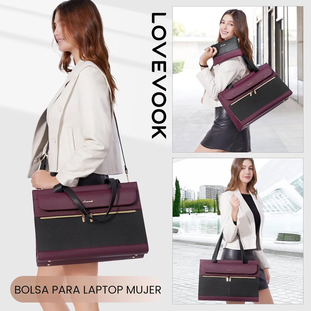 LOVEVOOK Bolsa para laptop para mujeres de 15.6 pulgadas, bolso tip...