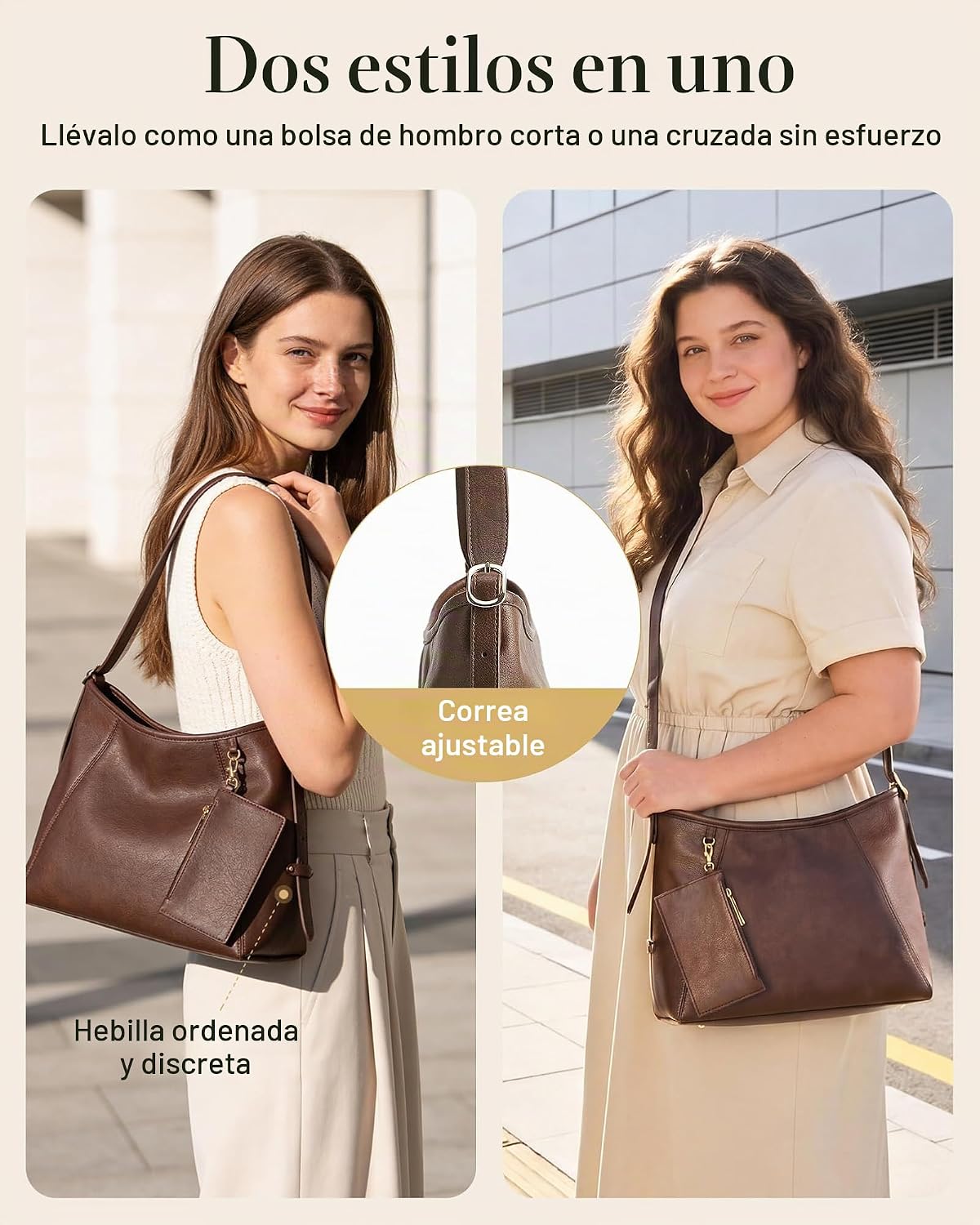 Missnine Bolso Hobo para mujer de piel sintética, bolso cruzado con...