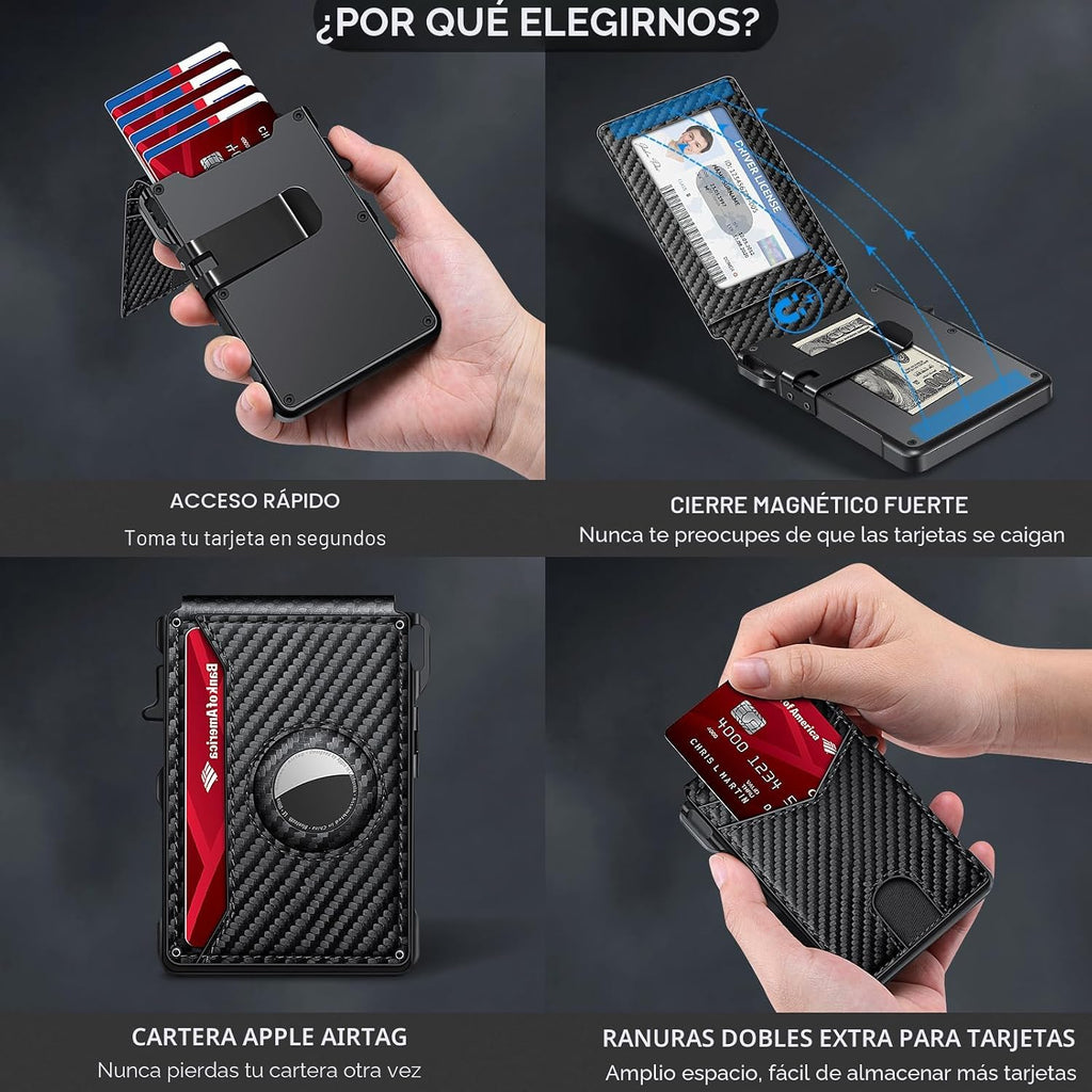 KIKVES Billetera para Airtag para hombre, tarjetero para AirTag con...