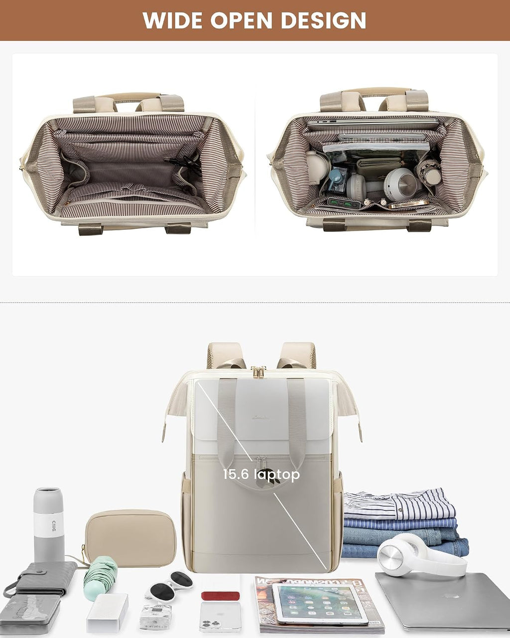 LOVEVOOK Mochila para laptop para mujer, mochila de trabajo convert...