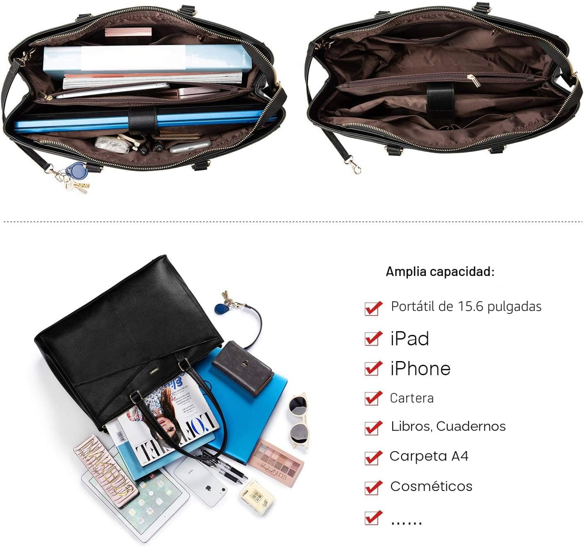 Bolsa de mano portátil para mujeres, de 15.6\u201D, impermeable, de...