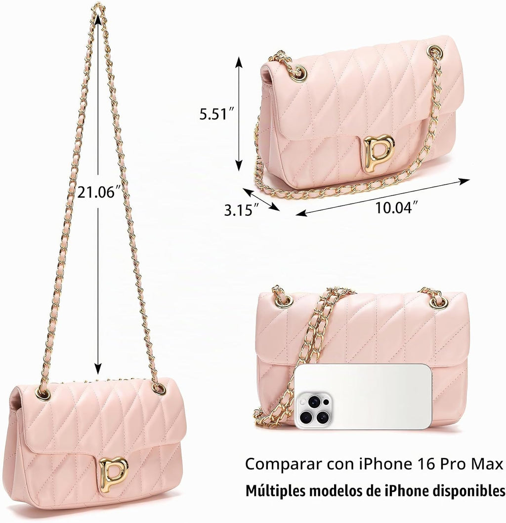 Pelimoo Bolso Bandolera Acolchado para Mujer de Moda - Bolso de Man...