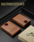 QLD Cartera minimalista para hombres - Cartera de cuero con bloqueo...