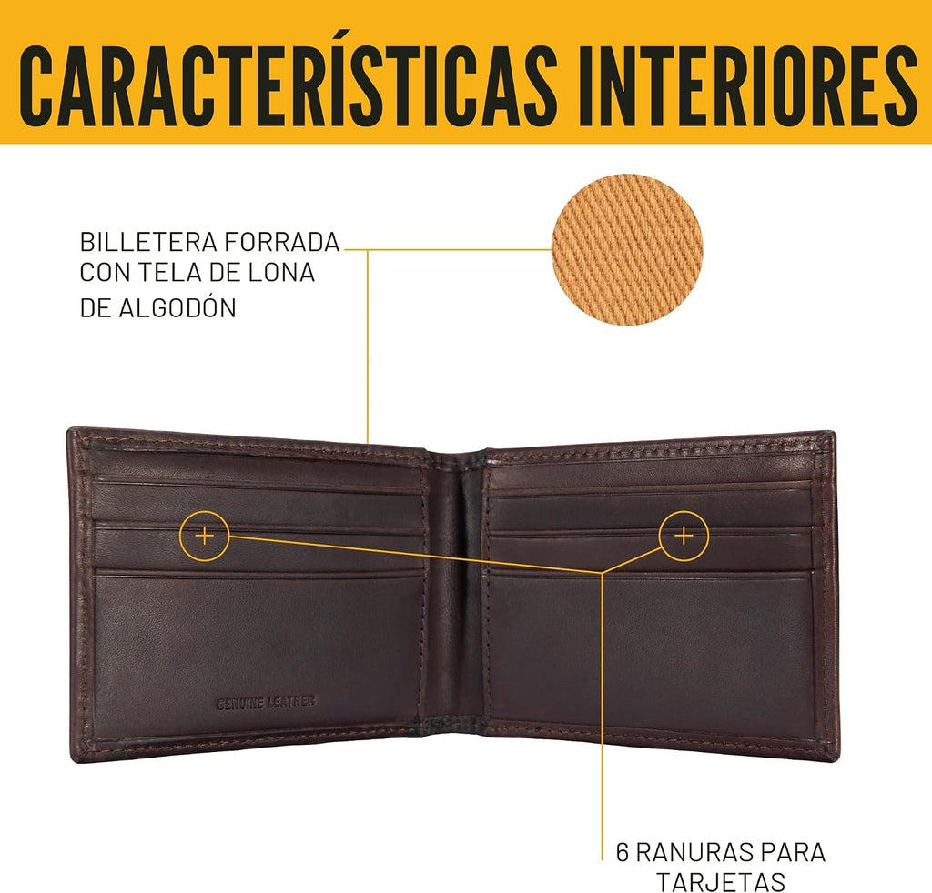 Carhartt Cartera de cuero marrón aceitado para hombre, bolsillo fro...