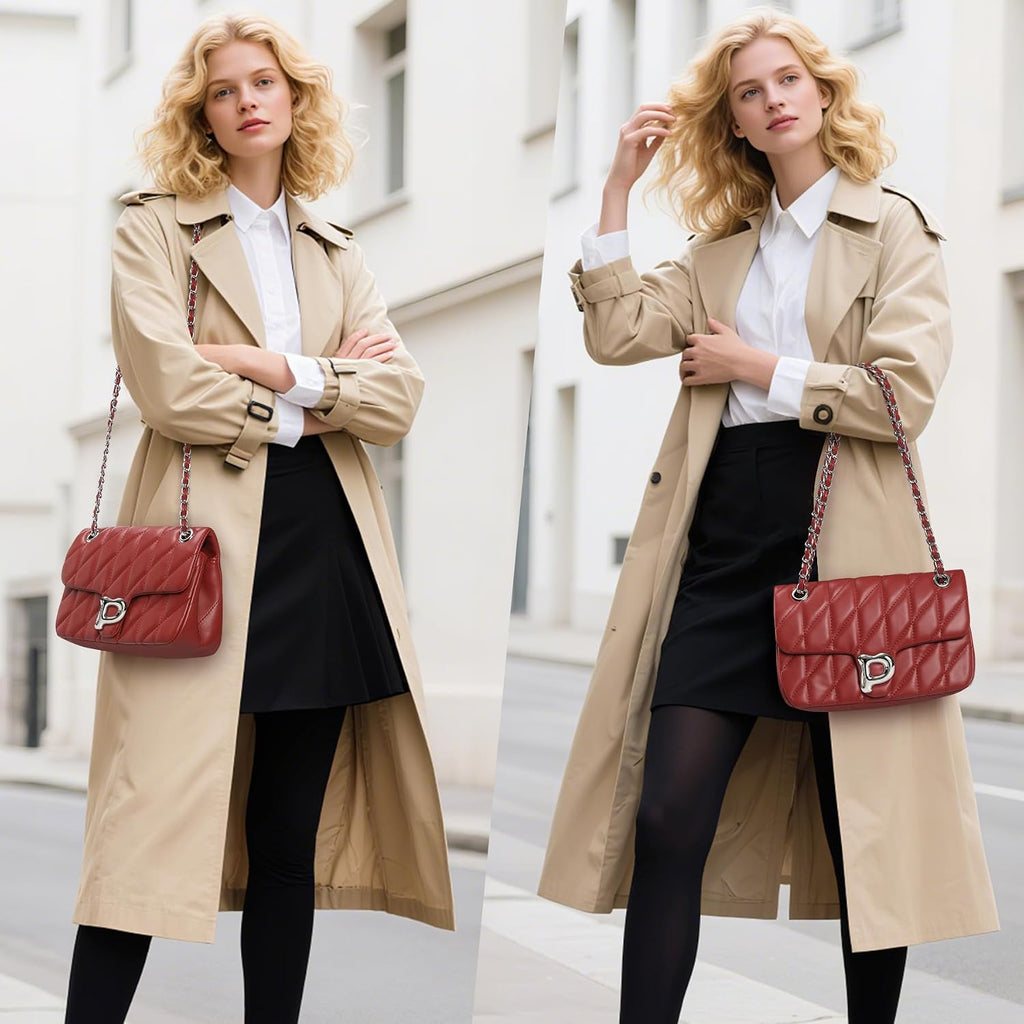 Pelimoo Bolso Bandolera Acolchado para Mujer de Moda - Bolso de Man...