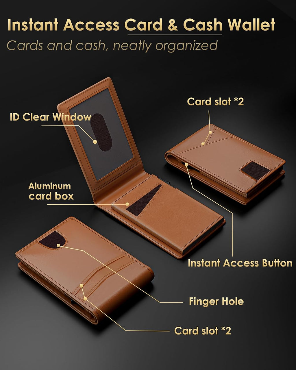 QLD Cartera minimalista para hombres - Cartera de cuero con bloqueo...