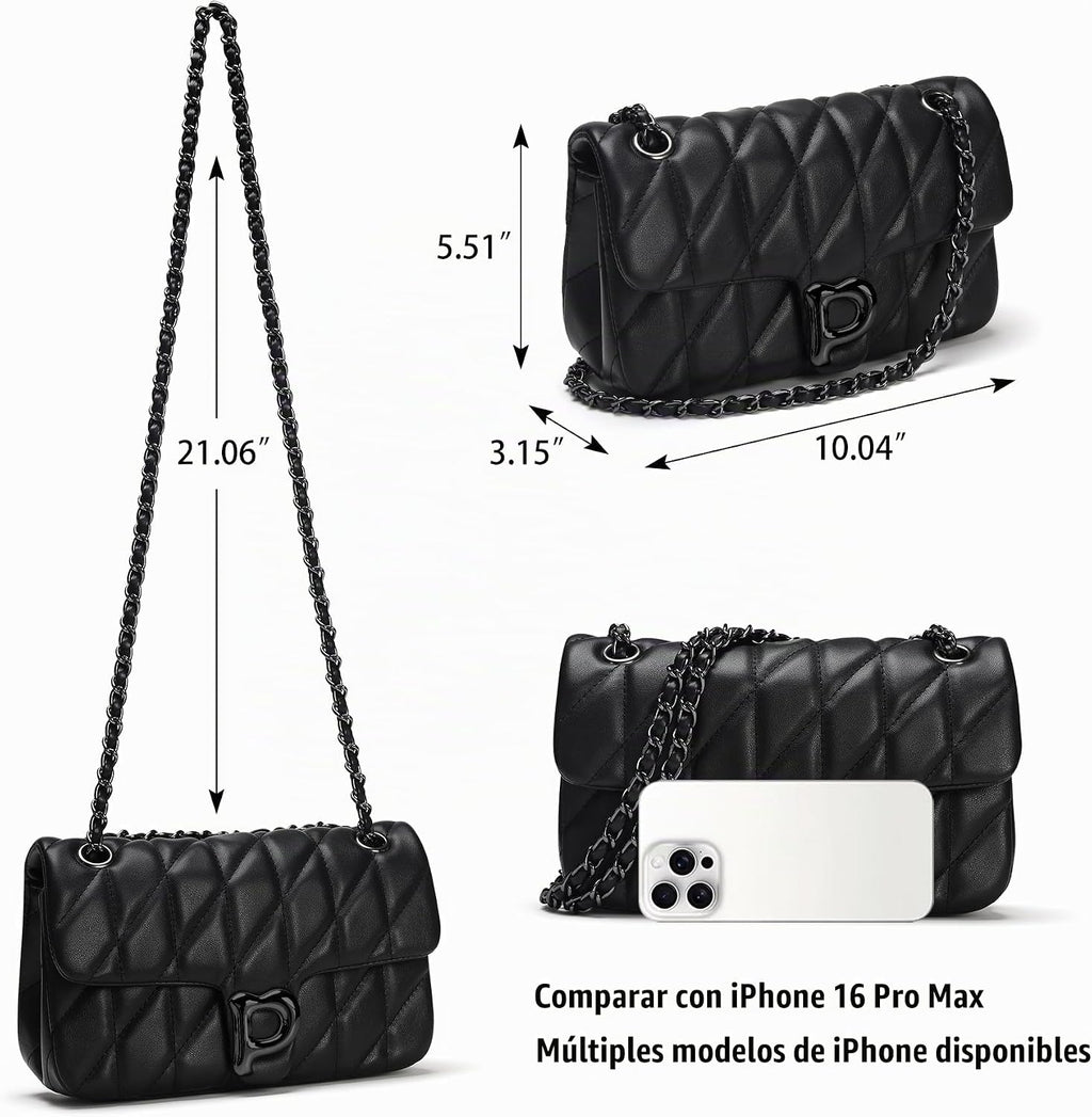 Pelimoo Bolso Bandolera Acolchado para Mujer de Moda - Bolso de Man...