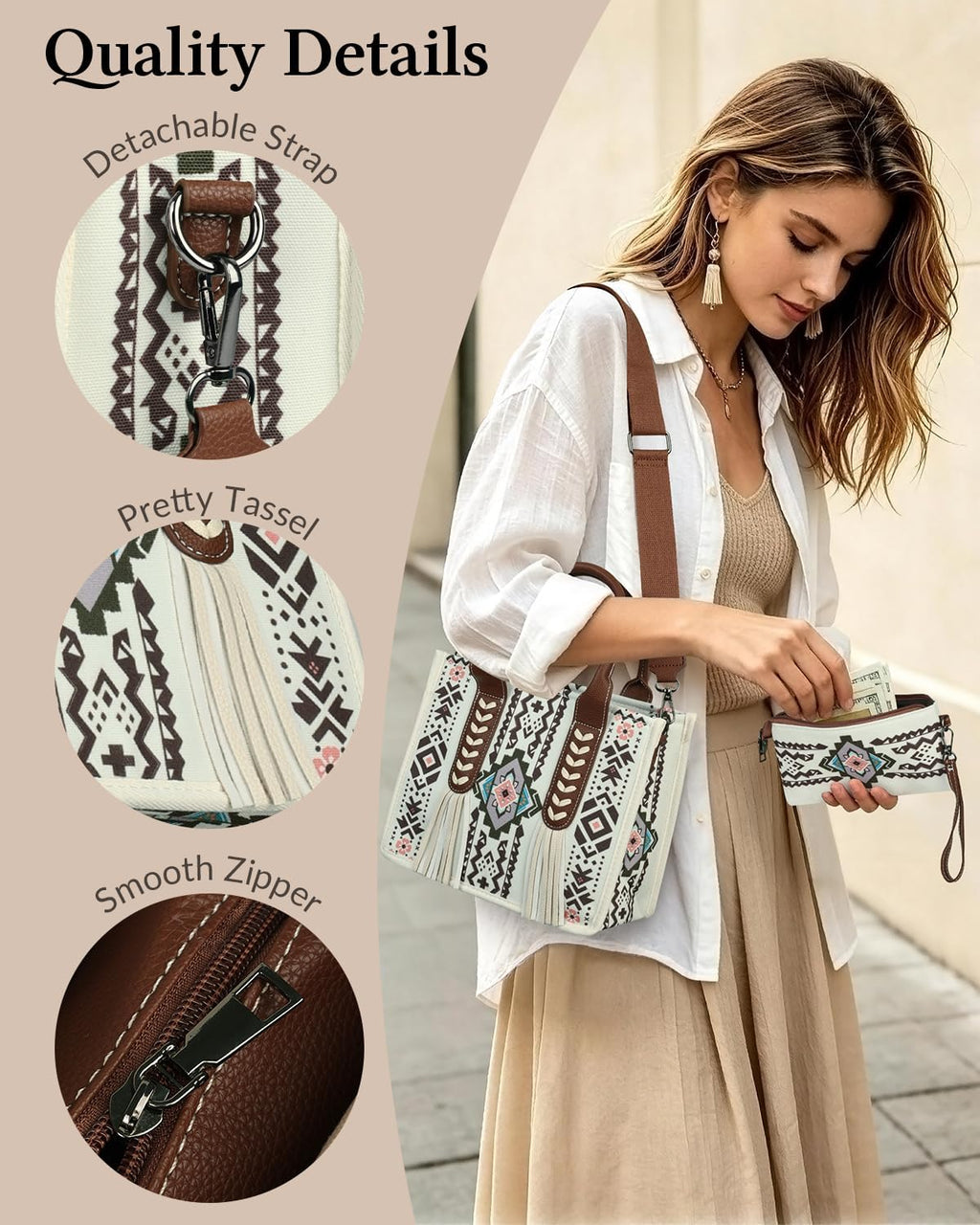 PARAURORA Bolso tote bohemio con asa superior para mujer, bolso cru...