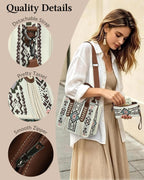 PARAURORA Bolso tote bohemio con asa superior para mujer, bolso cru...