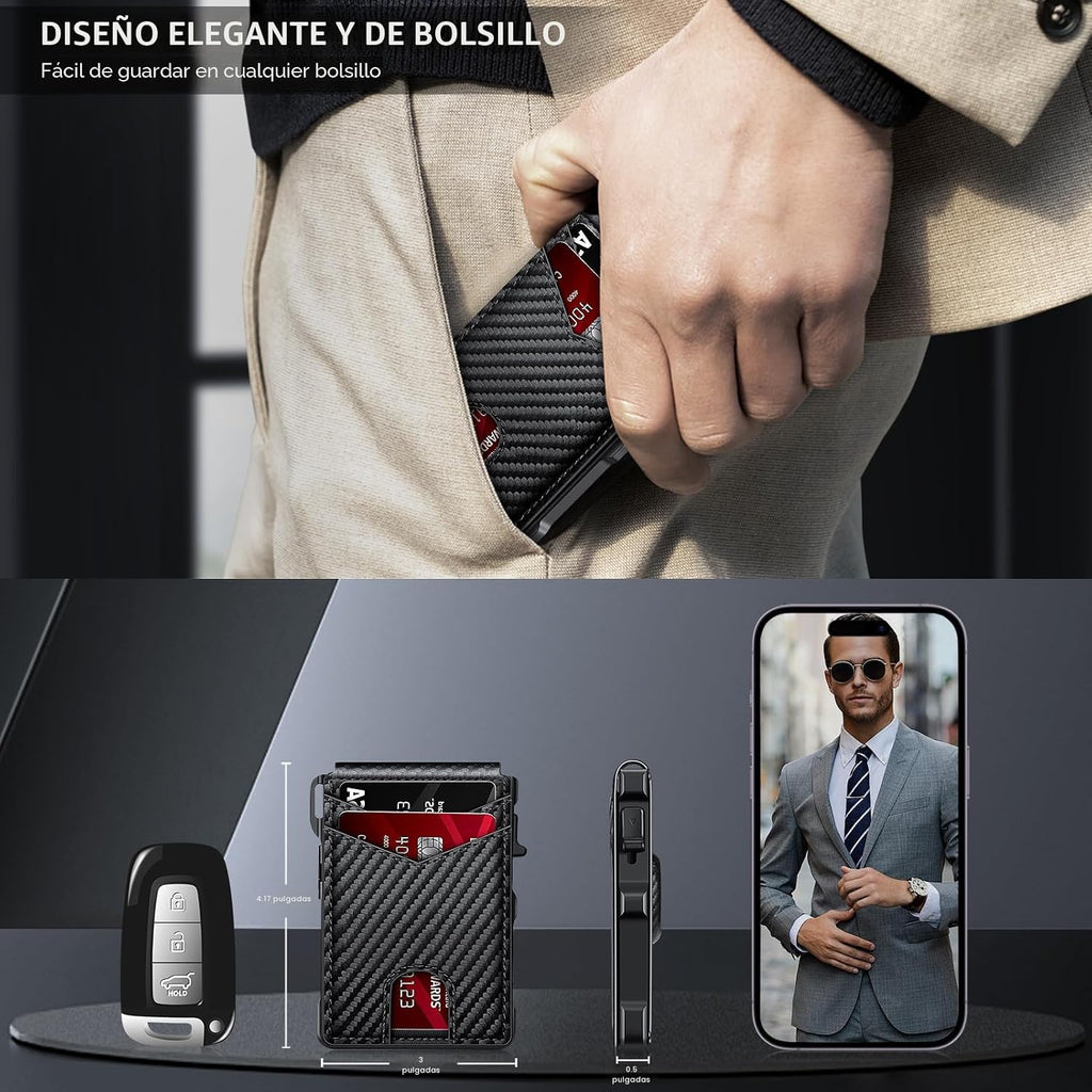 KIKVES Billetera para Airtag para hombre, tarjetero para AirTag con...