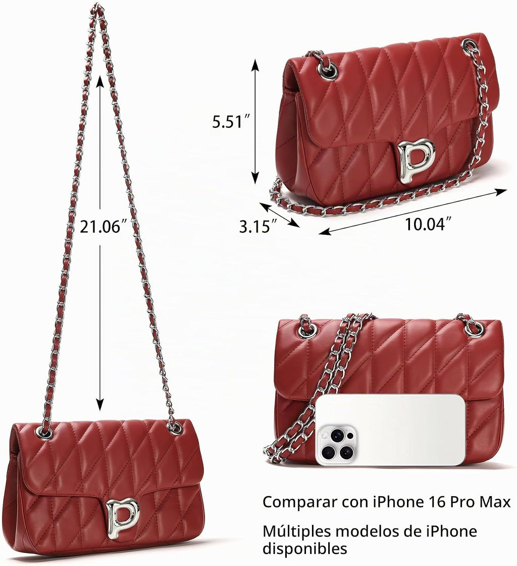 Pelimoo Bolso Bandolera Acolchado para Mujer de Moda - Bolso de Man...