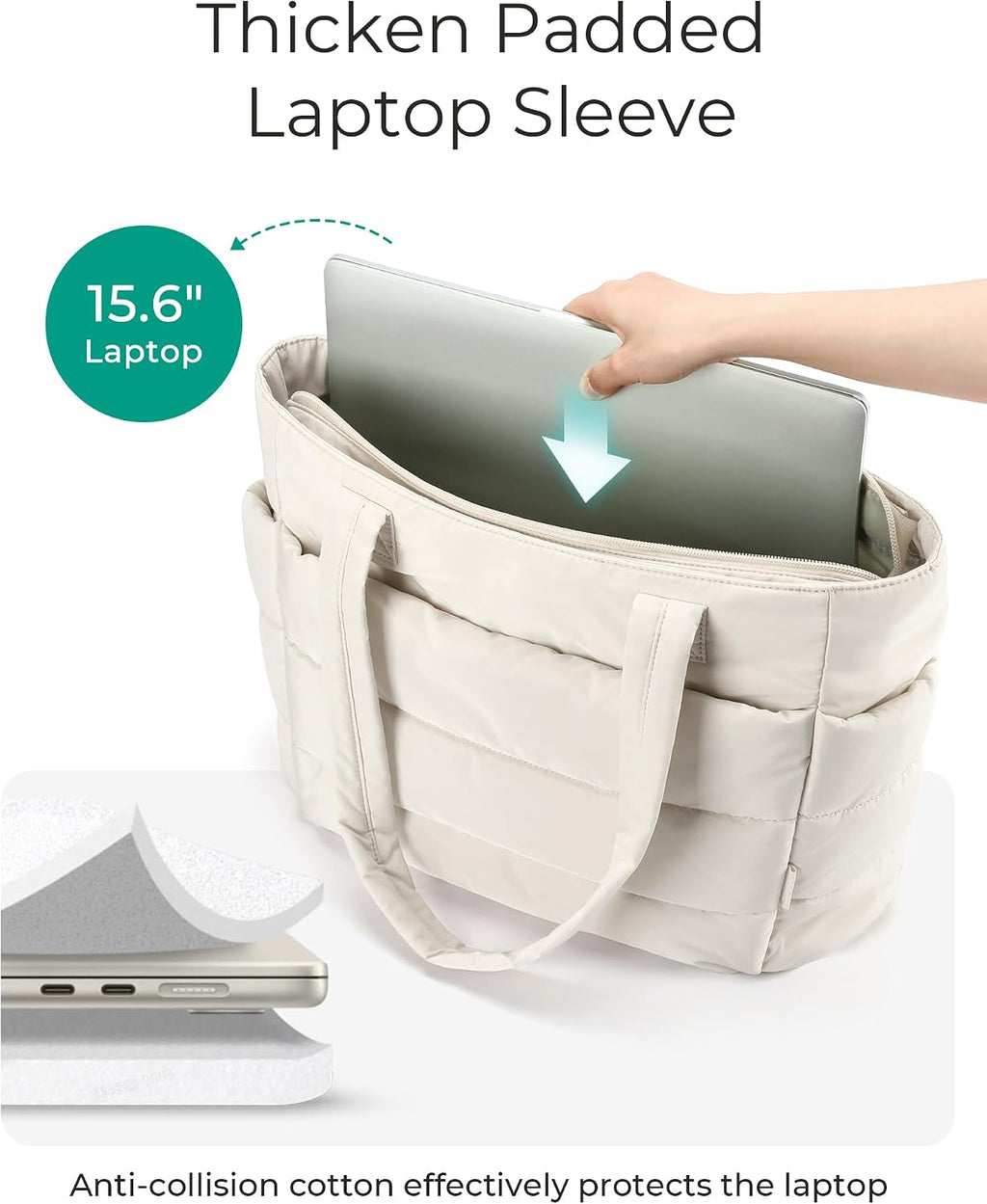 Bolso tote BAGSMART para mujeres, bolso de hombro ligero y acolchad...