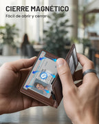 Cartera de Cuero Typecase para Hombres con Tarjetero, Marrón, Minim...