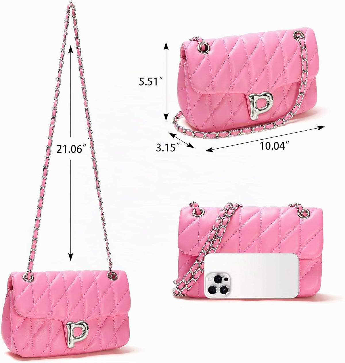 Pelimoo Bolso Bandolera Acolchado para Mujer de Moda - Bolso de Man...
