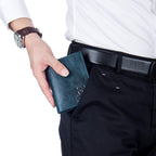 BULLCAPTAIN Cartera de cuero genuino plegable de gran capacidad par...