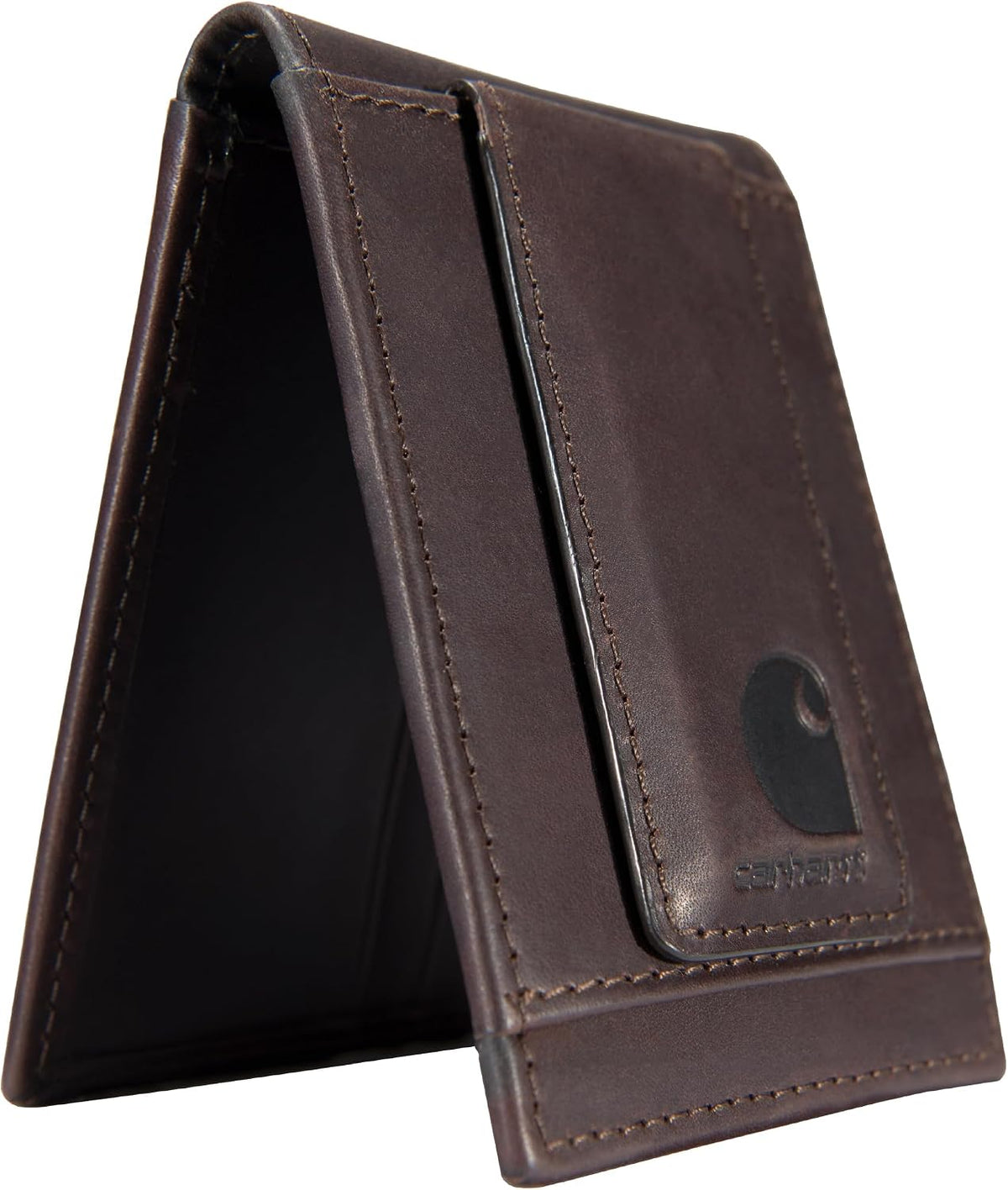 Carhartt Cartera de cuero marrón aceitado para hombre, bolsillo fro...