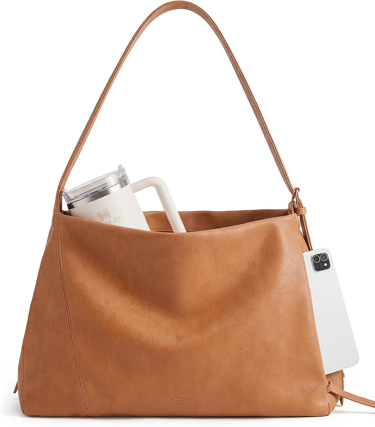 Missnine Bolso Hobo para mujer, bolso de mano de diseñador de cuero...