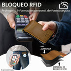 furid Cartera de cuero genuino para hombres: billetera minimalista...