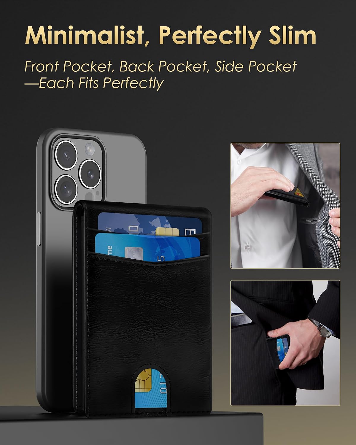 QLD 2026 - Cartera para hombre con bloqueo RFID, delgada y minimali...
