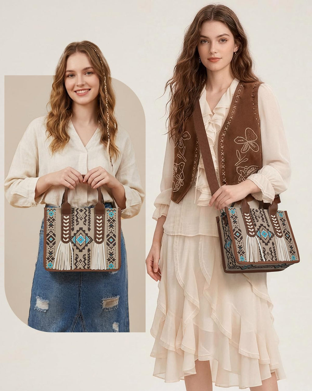 PARAURORA Bolso tote bohemio con asa superior para mujer, bolso cru...