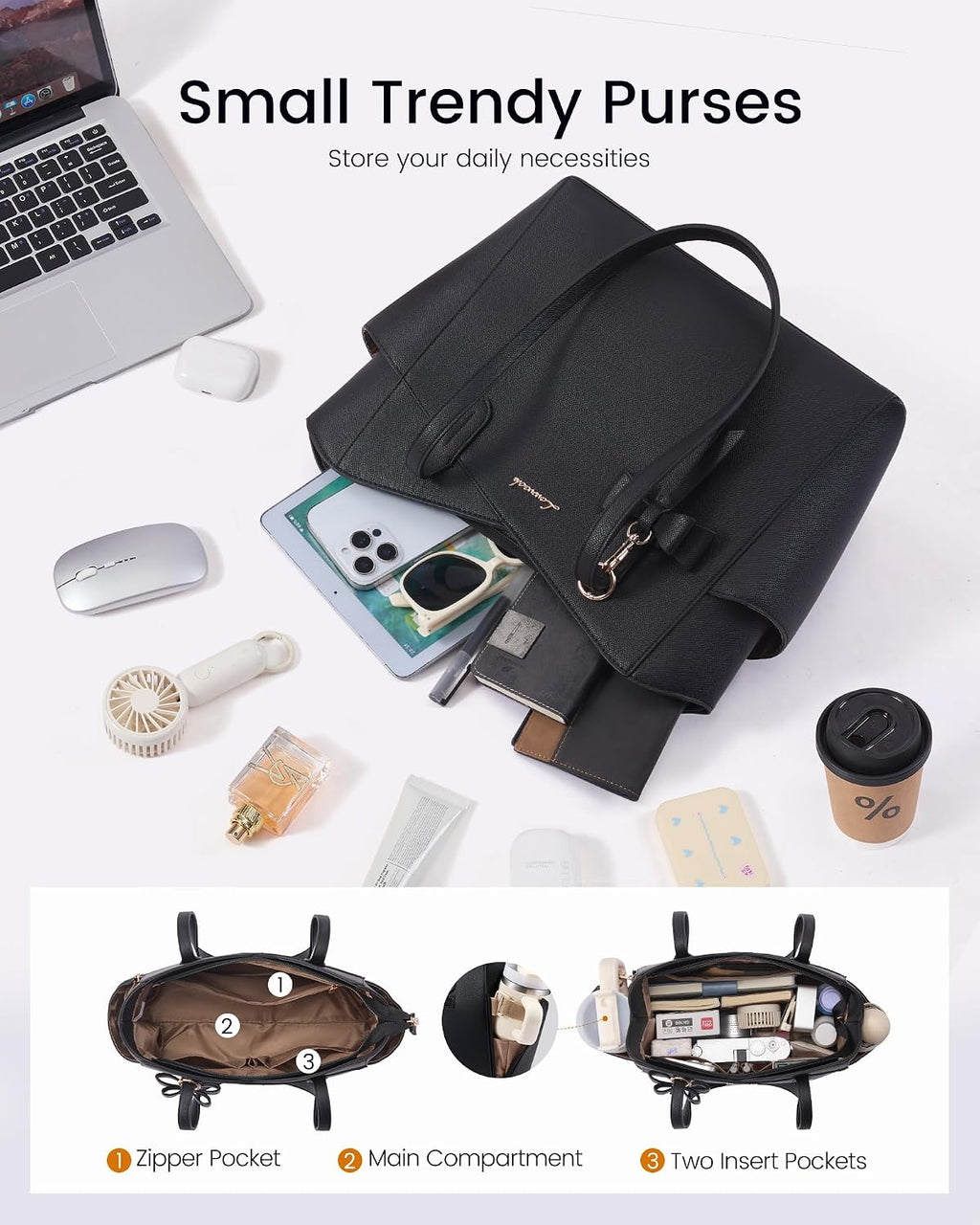 LOVEVOOK Bolso pequeño para mujer, bolsos de piel sintética estruct...