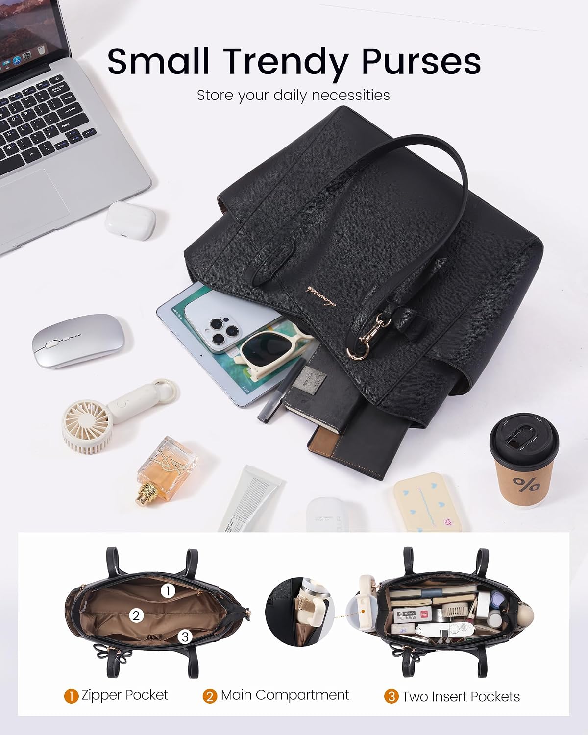 LOVEVOOK Bolso pequeño para mujer, bolsos de piel sintética estruct...