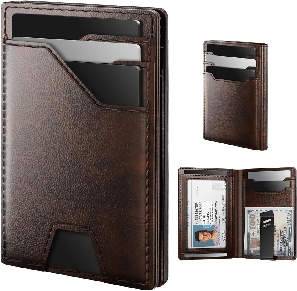 typecase Cartera de cuero para hombre con tarjetero, Marrón profund...