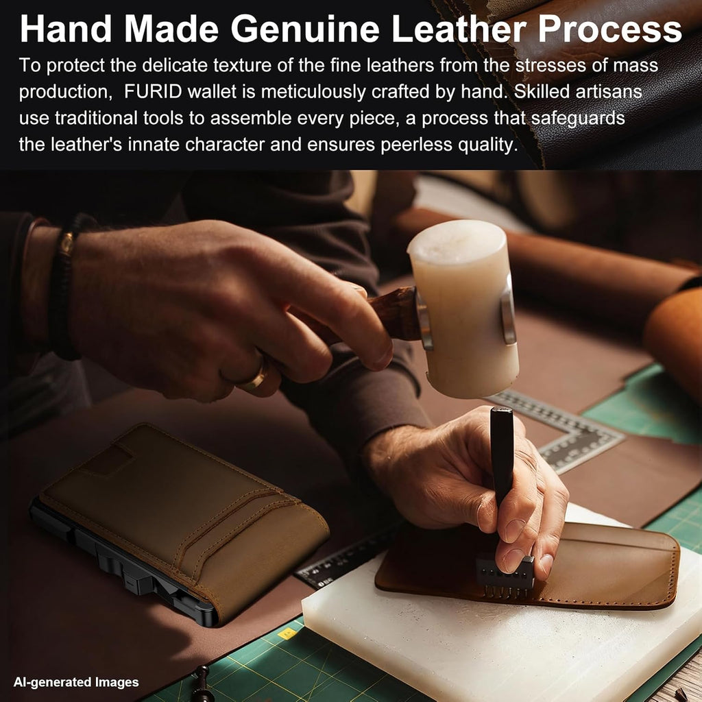 furid Cartera de cuero genuino para hombre: carteras minimalistas R...