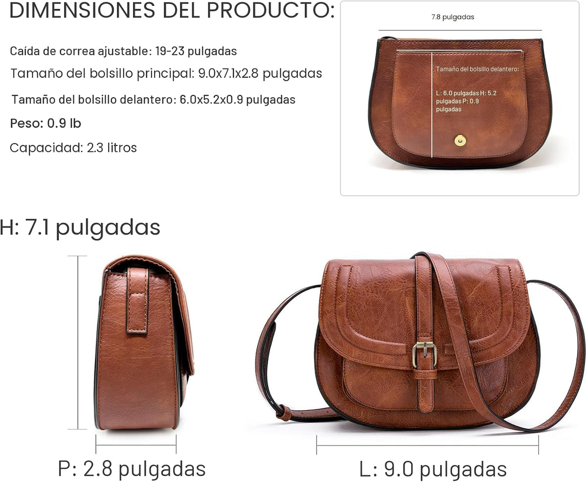 Bolsa cruzada de cuero vegano para mujer, pequeña, para colgarla en...