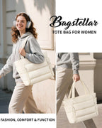Bolsa Tote Acolchada para Mujeres, Bolsa de Mano de Trabajo Ligera...